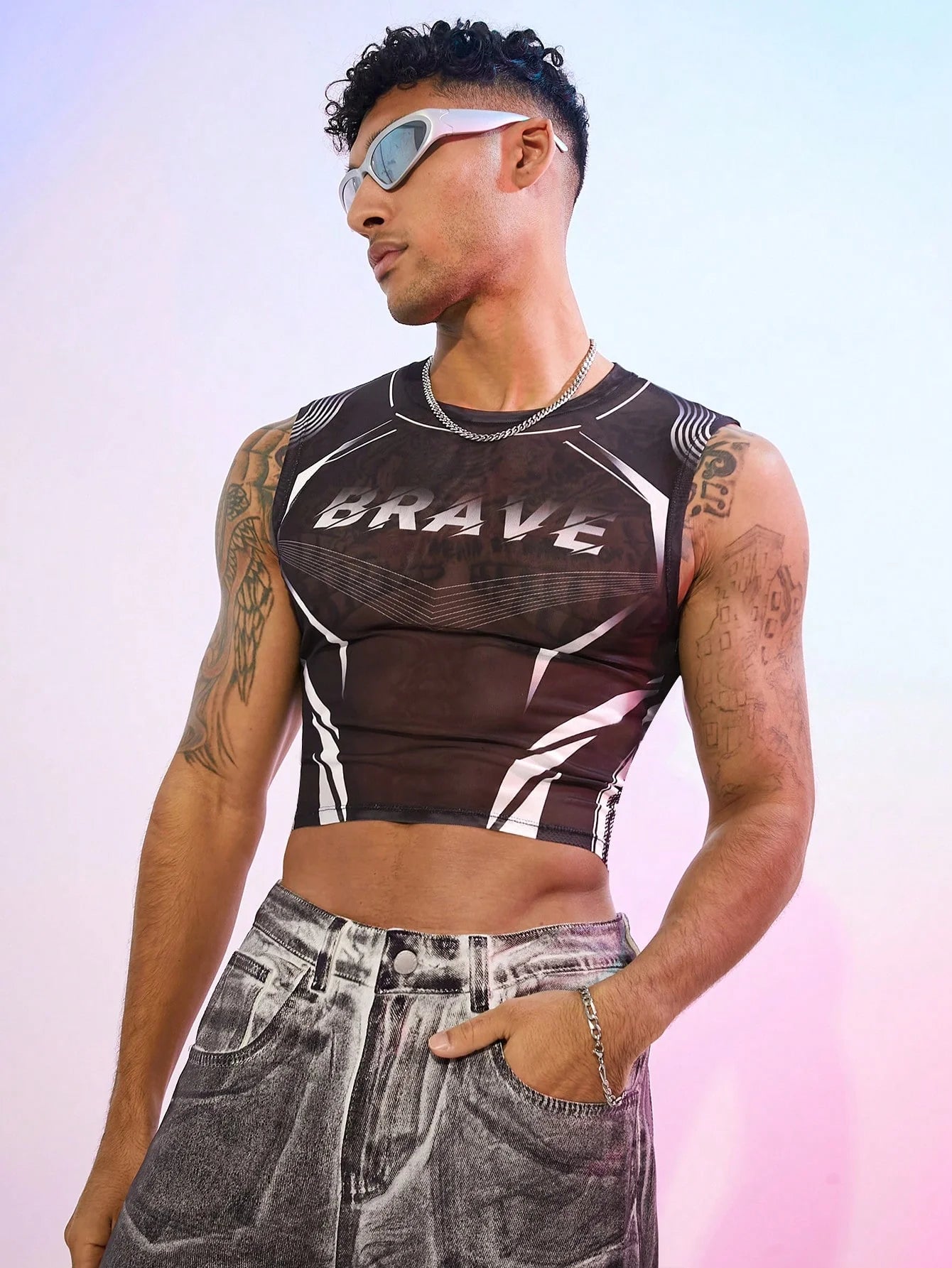 ADSH Poof Store Brave Sheer Crop Top